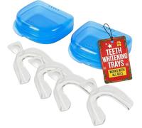 Lumeeno Moldable Teeth Whitening Trays for Gel Customizable Dental Mouth Guards - Compatible with Opalescence and All Gels - 4 Trays & 2 Storage Cases Thin, Trimmable, BPA-Free