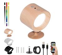 Lumeflex 360 Smart Wall Light - Cordless LED Halo Lux with Remote Control, Dimmable & 3 Color Temperatures - Versatile Indoor Glowright Everywhere Light 2.0 (Wood, Regular)