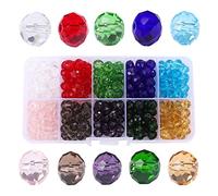 Lumeiy 8mm Briolette Crystal Glass Beads for Jewelry Making,Crystal Spacer Beads Faceted Glass Beads Beads Assorted Colors with Container Box(300pcs) (LU012-Beads-8MM)
