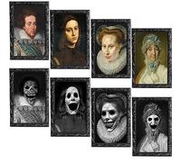 LUMEKO 4 Pack Halloween Decoration 3D Changing Face Moving Picture Frame Portrait Horror for Horror Party Decors Castle House Home Decorations(StyleC)