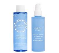 Lumene Nordic Hydra [LÄHDE] Hydration Duo - Hydrating Lotion Moisturizer (100ml) + Hydration Boost Toner (150ml) Lightweight, Vegan Skincare Set for Deep, Long-Lasting Moisture