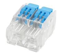 LumenEco 2-Conductor Reusable Electrical Wire Lever Cable Connectors, 4mm Compact Push-In Splicing Terminal Blocks for Solid and Stranded Wires, Easy Lock, Safe, UK Standard - Blue & Clear (1)