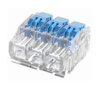 LumenEco 3 Port Reusable Electrical Wire Lever Cable Connectors, 4mm Compact Push-In Splicing Terminal Blocks for Solid and Stranded Wires, Easy Lock, Safe, UK Standard - Blue & Clear (1)