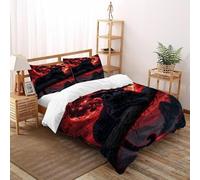 LumeNest Black Panther Red Bedding Set 3D Design Animal Theme Wildlife Duvet Cover Set Microfiber Quilt Cover Suitable for Family,couple,children Pillowcase Super King（260x220cm）