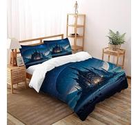 LumeNest Castle Starry Sky Bedding Set 3D Digital Printing Gothic Themes Duvet Cover Set Pillowcase Microfiber Universal for All Seasons Super King（260x220cm）
