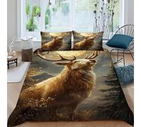 LumeNest Deer Full Moon Bedding Set Theme Bedspread Animal Themes Wildlife Duvet Cover Set 3 Pieces Chic Breathable Comforter Cover Universal for All Seasons with Pillowcase King（220x240cm）