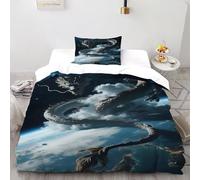 LumeNest Dragon Earth Bedding Set 2 Pieces 3D Digital Printing Animal Themes Wildlife Duvet Cover Set Chic Breathable Quilt Cover Girl Woman with Pillowcase Single（135x200cm）
