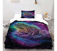 LumeNest Frog Galaxy Bedding Sets for Boys Kids Duvet Cover,3D Animal Theme Comforter Cover Bed Set Ultra Soft Room Decor Single（135x200cm）