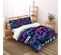 LumeNest GAMEPAD GAMER Bedding Set Theme Bedspread Game Theme Duvet Cover Set Microfiber Comforter Cover Universal for All Seasons Pillowcase Super King（260x220cm）