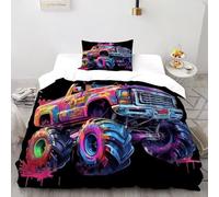 LumeNest Monster Truck_1 Bedding Set 3D Digital Printing Sports Theme Duvet Cover Set Chic Breathable Quilt Cover for Boys & Girls with Pillow Single（135x200cm）
