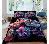 LumeNest Monster Truck_1 Bedding Set Digital Printe Sports Theme Duvet Cover Set Microfiber Quilt Cover Suitable for Family,couple,children with Pillow King（220x240cm）