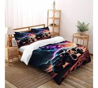 LumeNest Monster Truck Bedding Set 3D Digital Printing Sports Theme Duvet Cover Set Pillowcase Microfiber Universal for All Seasons Double（200x200cm）