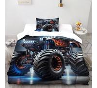 LumeNest Monster Truck Bedding Set Theme Bedspread Sports Theme Duvet Cover Set Microfiber Comforter Cover Suitable for Family,couple,children with Pillow Single（135x200cm）