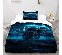 LumeNest Monster Truck Blue Bedding Set 3D Design Sports Theme Duvet Cover Set 2 Pieces Microfiber Quilt Cover Suitable for Family,couple,children with Pillowcase Single（135x200cm）