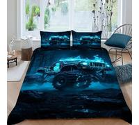 LumeNest Monster Truck Blue Bedding Sets for Boys Kids Duvet Cover,3D Sports Theme Comforter Cover Bed Set Ultra Soft Room Decor King（220x240cm）
