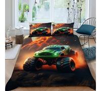 LumeNest Monster Truck Lava Bedding Set 3 Pieces 3D Digital Printing Sports Theme Duvet Cover Set Chic Breathable Comforter Cover Girl Woman with Pillowcase King（220x240cm）