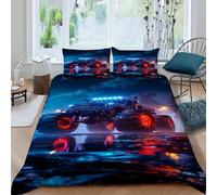 LumeNest Monster Truck Night Bedding Set 3 Pieces 3D Digital Printing Sports Theme Duvet Cover Set Chic Breathable Quilt Cover Girl Woman with Pillowcase King（220x240cm）