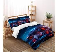LumeNest Monster Truck Night Bedding Set Theme Bedspread Sports Theme Duvet Cover Set Microfiber Comforter Cover for Boys&Girls with Pillowcase Super King（260x220cm）