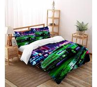 LumeNest Neon Truck City Bedding Set 3D Design Sports Theme Duvet Cover Set Chic Breathable Comforter Cover Suitable for Family,couple,children Pillowcase Double（200x200cm）