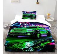 LumeNest Neon Truck City Bedding Set Theme Bedspread Sports Theme Duvet Cover Set Microfiber Quilt Cover Universal for All Seasons with Pillowcase Single（135x200cm）