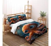 LumeNest Octopus Eyes Bedding Set 3D Digital Printing Animal Theme Marine Animals Duvet Cover Set Pillowcase Microfiber Quilt Cover Suitable for Family,couple,children Double（200x200cm）