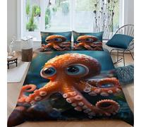 LumeNest Octopus Eyes Bedding Set Theme Bedspread Animal Theme Marine Animals Duvet Cover Set Chic Breathable Quilt Cover Universal for All Seasons with Pillow King（220x240cm）