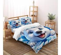 LumeNest Polar Bear Ice Bedding Set 3D Design Animal Theme Wildlife Duvet Cover Set Chic Breathable Quilt Cover Suitable for Family, Couple, Children with Pillow Double(200x200cm)