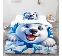 LumeNest Polar Bear Ice Bedding Set Theme Bedspread Animal Theme Wildlife Duvet Cover Set Microfiber Comforter Cover Universal for All Seasons with Pillowcase Single(135x200cm)