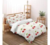 LumeNest Red Cherry Duvet Cover 3D Printed Graffiti Bedding Quilt Cover Set 3 Piece with 2 Pillowcases for Teens And Adults Soft Microfiber King（220x240cm）