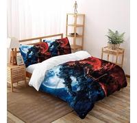 LumeNest Red Moon Knight Bedding Set 3D Digital Printing Gothic Themes Duvet Cover Set Microfiber Comforter Cover Universal for All Seasons Pillowcase Double（200x200cm）