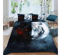 LumeNest Tiger Moon Bedding Set Theme Bedspread Animal Theme Wildlife Duvet Cover Set Microfiber Quilt Cover Universal for All Seasons Pillowcase King（220x240cm）