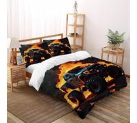 LumeNest Truck Fire Bedding Set 3D Design Sports Theme Duvet Cover Set 3 Pieces Microfiber Quilt Cover Suitable for Family,couple,children with Pillowcase Double（200x200cm）