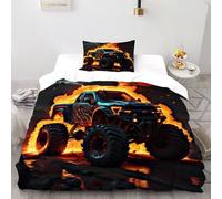 LumeNest Truck Fire Bedding Set 3D Digital Printing Sports Theme Duvet Cover Set Pillowcase Microfiber Quilt Cover Suitable for Family,couple,children Single（135x200cm）