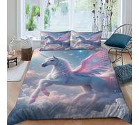 LumeNest Unicorn Rainbow_4 Bedding Set 3D Digital Printing Animal Themes Wildlife Duvet Cover Set Chic Breathable Comforter Cover Girl Woman with Pillow King（220x240cm）
