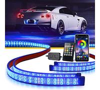 LUMENIX Double Row RGB LED Car Underglow Lights Kit, 4PCS Exterior Neon Accent Bluetooth Under Glow Light Strip for Cars SUVs Trucks Van, w/Dynamic Music & DIY Mode Underbody Chase Lights