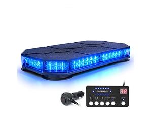 LUMENIX LED Rooftop Strobe Beacon Lights Bar w/Controller Magnetic Emergency Traffic Warning Caution Flashing Police Cop Light for Volunteer Firefighter Vehicles Trucks - Blue (Patent Design)