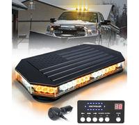 LUMENIX Rooftop Strobe Beacon Lights Bar w/Controller, American Flag Pattern White Amber LED Emergency Warning Traffic Flashing Light for Construction Vehicles Work Trucks Snowplow (Patented Design)