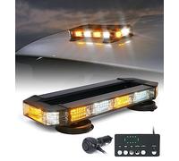 LUMENIX Rooftop Strobe Beacon Lights Bar White Amber LED Emergency Traffic Security Lightbar Magnetic Base Warning Flashing Light for Construction Vehicles Trucks Postal Mail Carrier Snow Plow