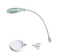 Lumeno 6803WS Magnifying lamp, 30 SMD LEDs, 6 watts, 550 Lumen, 3 dioptres, LED clamp lamp with 100 mm Real Glass Lens, for Beauty Salons, Cosmetics, hobbyists, Color: White