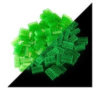 LUMENTICS Building Blocks - Glow in the Dark Tiles Multicoloured, Compatible, Perfect Fit and Tested. Glow approx. One Hour. Pack of 100 2x4, Green