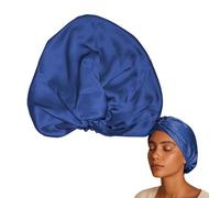 LumeSilk Mulberry Silk Sleep Bonnet for Short & Fine Hair, Double-Layer Pure Silk Night Cap for Women, Soft Turban Hair Wrap for Sleeping, Snug-Fit & Tight-Fit, Navy Blue