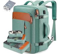 Lumesner Carry on Backpack, Extra Large 40L Flight Approved Travel Backpack for Men & Women,Expandable Large Suitcase Backpacks With 4 Packing Cubes (Green)