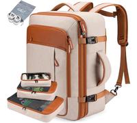 Lumesner Carry on Backpack, Extra Large 40L Flight Approved Travel Backpack for Men & Women,Expandable Large Suitcase Backpacks With 4 Packing Cubes (Beige)