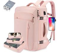 Lumesner Carry on Backpack, Extra Large 40L Flight Approved Travel Backpack for Men & Women,Expandable Large Suitcase Backpacks With 4 Packing Cubes (Pink (Bag With 3 Packing Cubes), Extra Large)