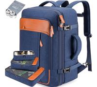 Lumesner Carry on Backpack, Extra Large 40L Flight Approved Travel Backpack for Men & Women,Expandable Large Suitcase Backpacks With 4 Packing Cubes (Blue)