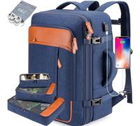 Lumesner Carry on Backpack, Extra Large 40L Flight Approved Travel Backpack for Men & Women,Expandable Large Suitcase Backpacks With 4 Packing Cubes (Blue)