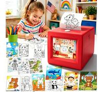 Lumetrix Smart AI Voice Sticker Printer Color LED Screen 7 Art Styles AI Chat Inkless Portable Thermal Label Maker Home Office Study DIY Organization Includes 5 Rolls Adhesive Thermal Paper
