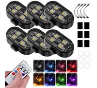 LumeXFlux Wireless RGB LED Lights with Remote Control, High Brightness Wireless LED Strobe Light, 8 Colors 10 Flash Modes USB Charging, for Drone Car Motorcycle Bike (8PCS)