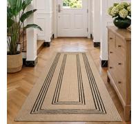 LUMI 3x7 Natural Jute Runner Rug, Braided Farmhouse Hallway Rug