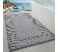 LUMI Bathroom Rugs Non Slip with Rubber Backing, Extra Soft Plush Microfiber Bath Rug Absorbent, Machine Washable Bath Mat Quick Dry for Tub, Shower, Hotel, Dark Grey, 20"x32"